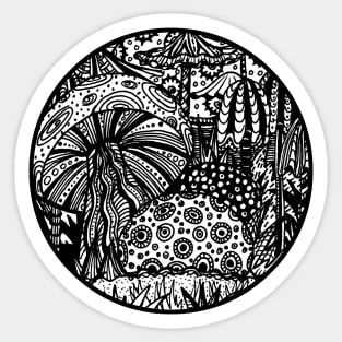Mushroom Circle Var 3 - Transparent No Black Surround Aussie Tangle Sticker